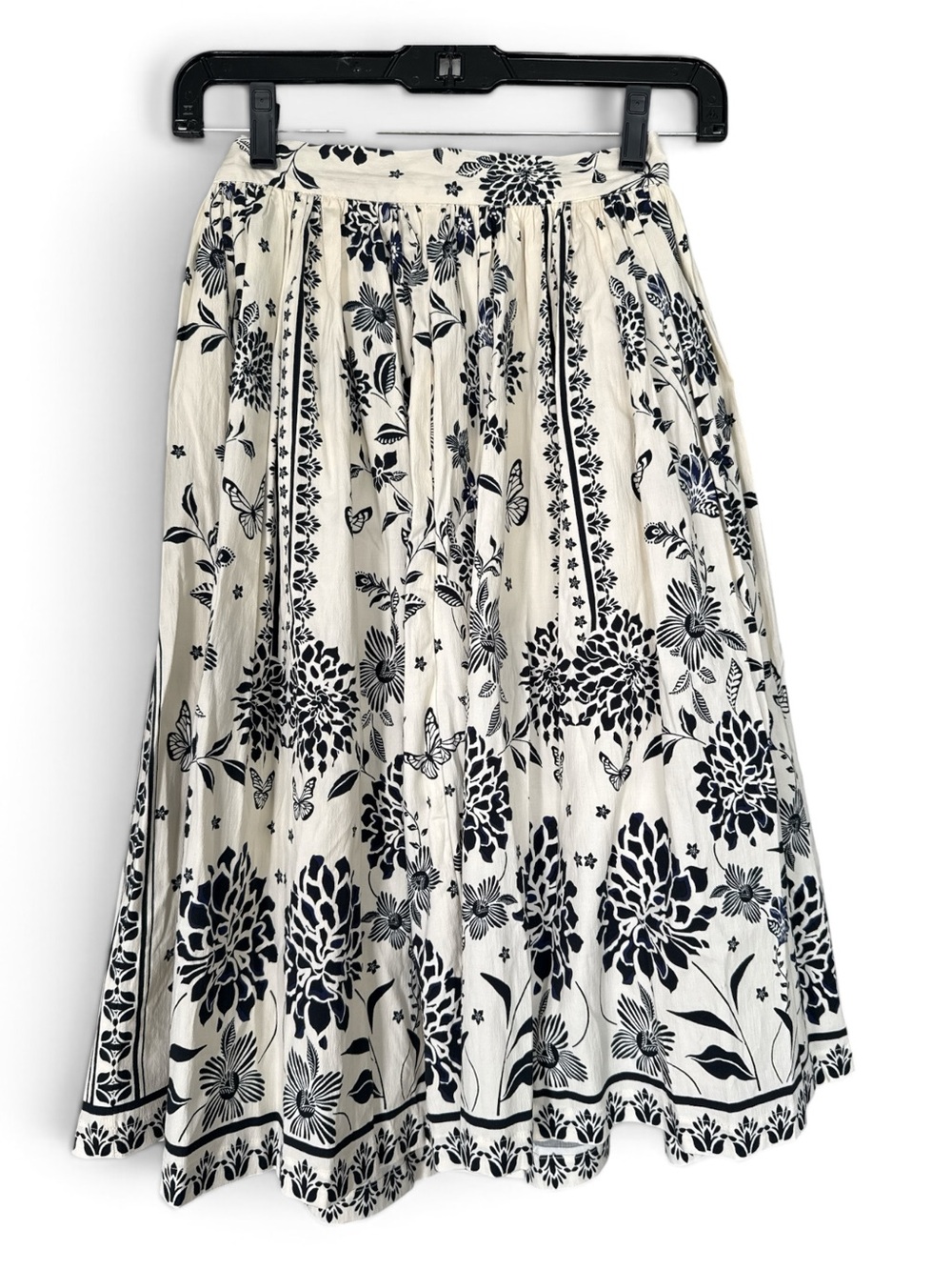 NWT Anthropologie Avec Les Filles Floral Cotton Midi A-line Flare Skirt XS - Picture 2 of 6